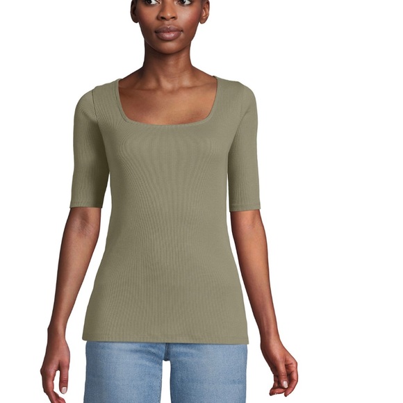Olive Ribbed Tee Shirt 1X NWT - Picture 2 of 7